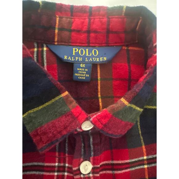 POLO RALPH LAUREN Flannel Cotton christmas Shirtdress, 
Sz6X (* belt is missing) - Picture 5 of 7
